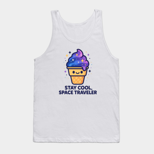 Stay Cool Space Traveler – Cosmo Bites Kawaii Galaxy Ice Cream Design Tank Top by Anne Lee