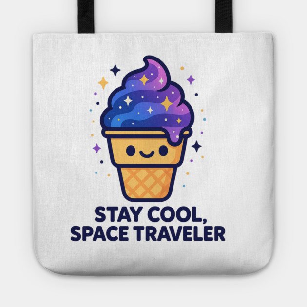 Stay Cool Space Traveler – Cosmo Bites Kawaii Galaxy Ice Cream Design Tote by Anne Lee