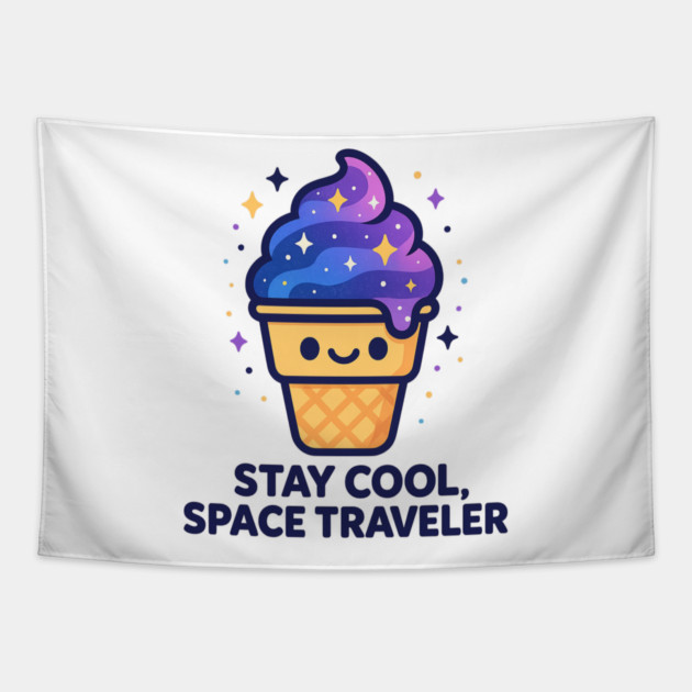 Stay Cool Space Traveler – Cosmo Bites Kawaii Galaxy Ice Cream Design Tapestry by Anne Lee