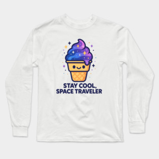 Stay Cool Space Traveler – Cosmo Bites Kawaii Galaxy Ice Cream Design Long Sleeve T-Shirt