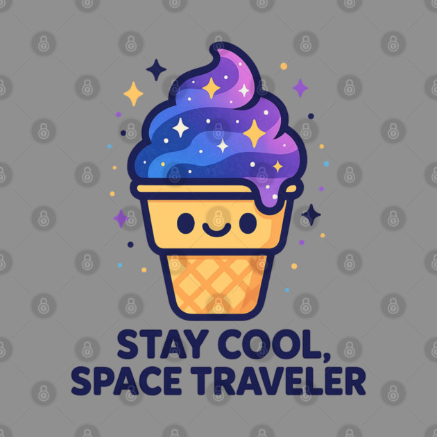 Stay Cool Space Traveler – Cosmo Bites Kawaii Galaxy Ice Cream Design by Anne Lee