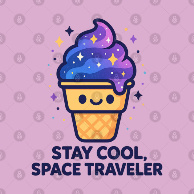 Stay Cool Space Traveler – Cosmo Bites Kawaii Galaxy Ice Cream Design by Anne Lee