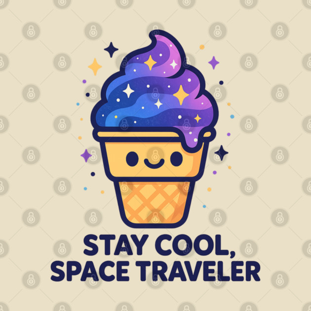 Stay Cool Space Traveler – Cosmo Bites Kawaii Galaxy Ice Cream Design by Anne Lee