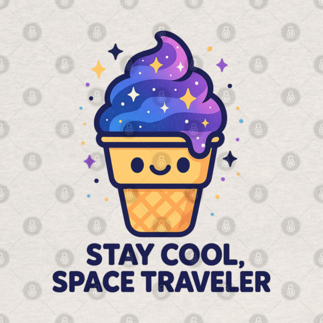 Stay Cool Space Traveler – Cosmo Bites Kawaii Galaxy Ice Cream Design by Anne Lee