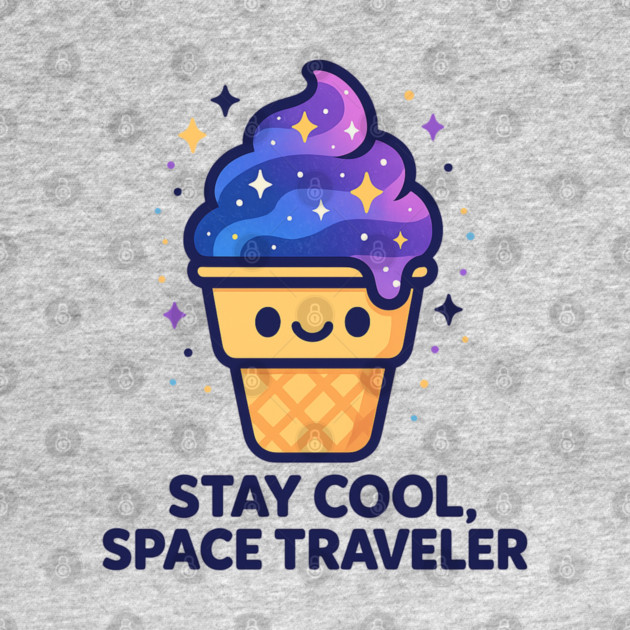 Stay Cool Space Traveler – Cosmo Bites Kawaii Galaxy Ice Cream Design by Anne Lee