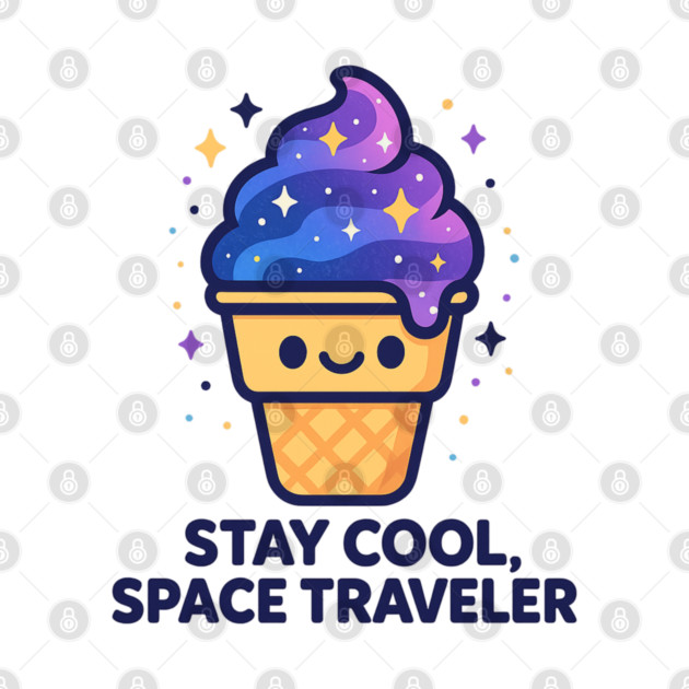 Stay Cool Space Traveler – Cosmo Bites Kawaii Galaxy Ice Cream Design by Anne Lee