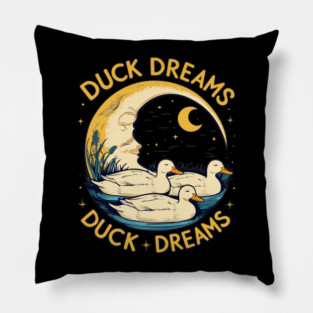 Quirky Duck Dreams Retro Design Pillow