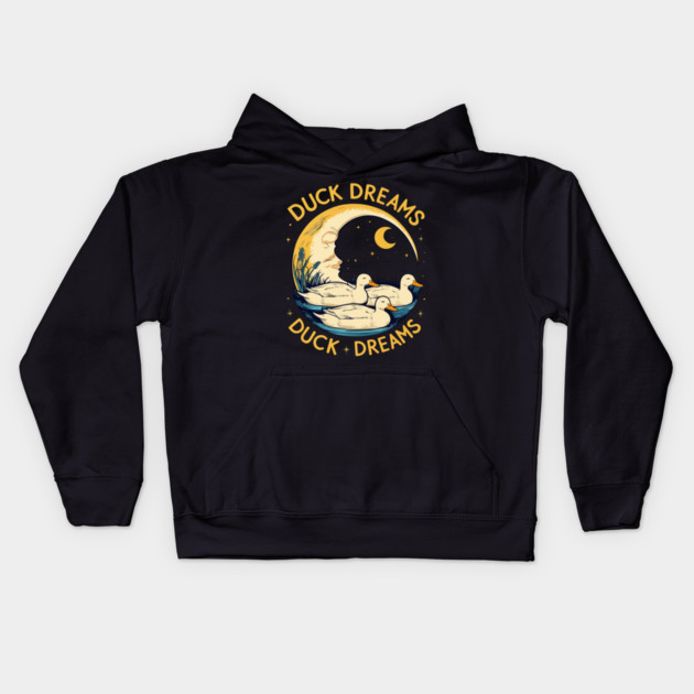 Quirky Duck Dreams Retro Design Kids Hoodie by Urbanprint