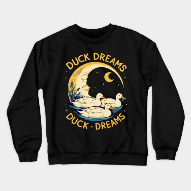 Quirky Duck Dreams Retro Design Crewneck Sweatshirt by Urbanprint