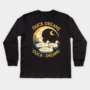 Quirky Duck Dreams Retro Design Kids Long Sleeve T-Shirt