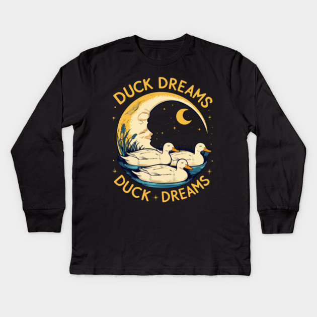 Quirky Duck Dreams Retro Design Kids Long Sleeve T-Shirt by Urbanprint