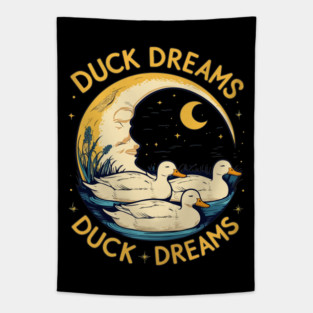 Quirky Duck Dreams Retro Design Tapestry