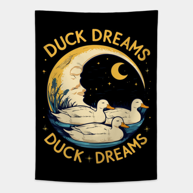 Quirky Duck Dreams Retro Design Tapestry by Urbanprint