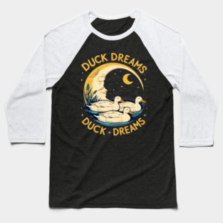 Quirky Duck Dreams Retro Design Baseball T-Shirt