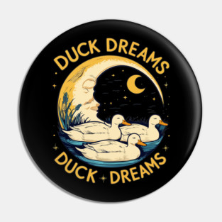 Quirky Duck Dreams Retro Design Pin