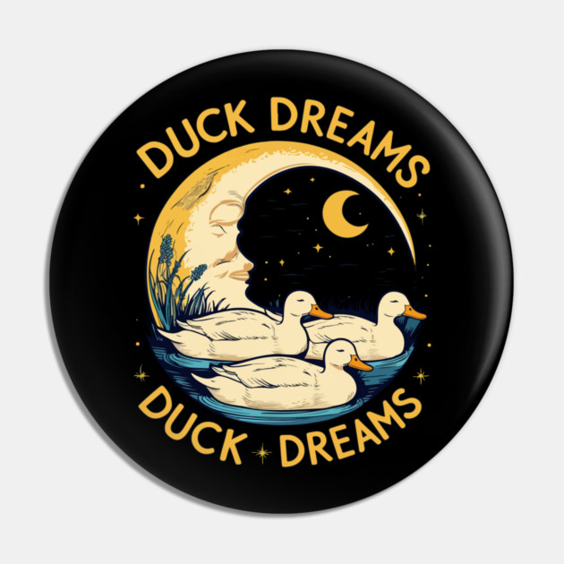 Quirky Duck Dreams Retro Design Pin by Urbanprint
