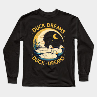 Quirky Duck Dreams Retro Design Long Sleeve T-Shirt