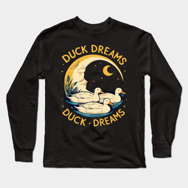 Quirky Duck Dreams Retro Design Long Sleeve T-Shirt by Urbanprint