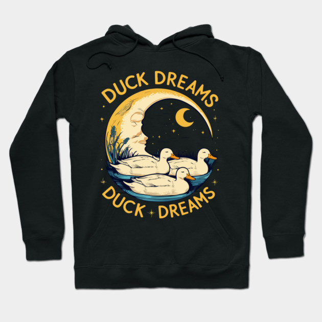 Quirky Duck Dreams Retro Design Hoodie by Urbanprint