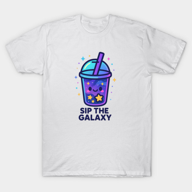 Sip the Galaxy – Cosmo Bites Kawaii Cosmic Drink Design T-Shirt by Anne Lee