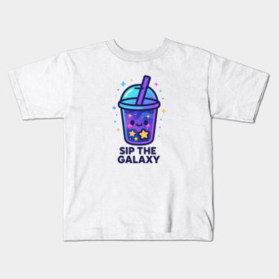 Sip the Galaxy – Cosmo Bites Kawaii Cosmic Drink Design Kids T-Shirt