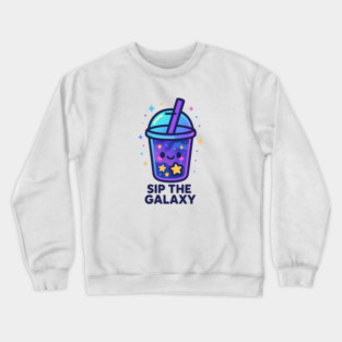 Sip the Galaxy – Cosmo Bites Kawaii Cosmic Drink Design Crewneck Sweatshirt