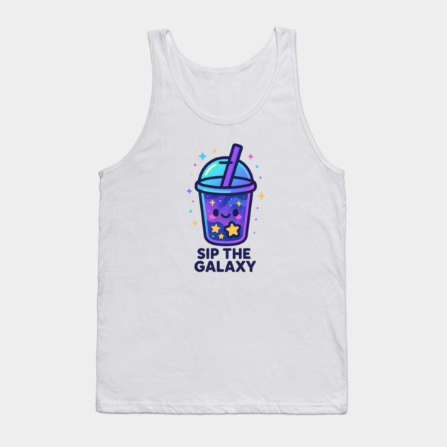 Sip the Galaxy – Cosmo Bites Kawaii Cosmic Drink Design Tank Top by Anne Lee
