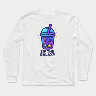 Sip the Galaxy – Cosmo Bites Kawaii Cosmic Drink Design Long Sleeve T-Shirt