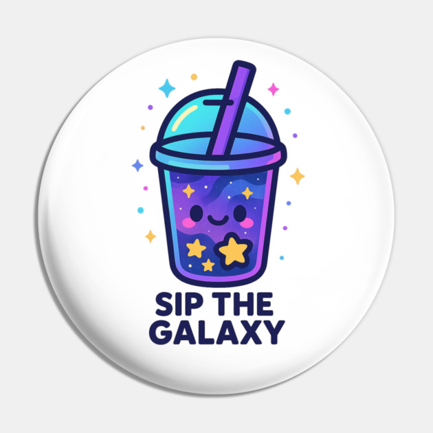 Sip the Galaxy – Cosmo Bites Kawaii Cosmic Drink Design Pin by Anne Lee
