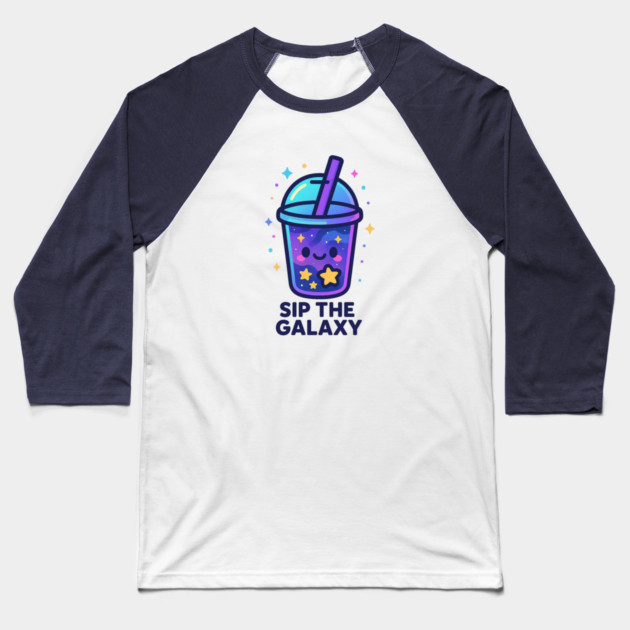 Sip the Galaxy – Cosmo Bites Kawaii Cosmic Drink Design Baseball T-Shirt by Anne Lee