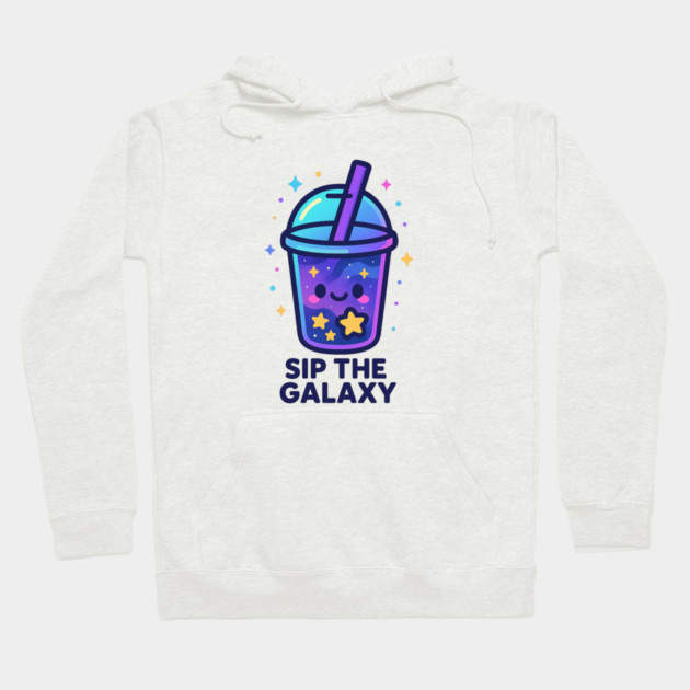 Sip the Galaxy – Cosmo Bites Kawaii Cosmic Drink Design Hoodie by Anne Lee