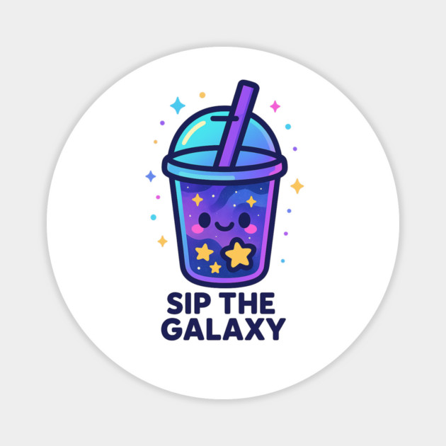 Sip the Galaxy – Cosmo Bites Kawaii Cosmic Drink Design Magnet by Anne Lee