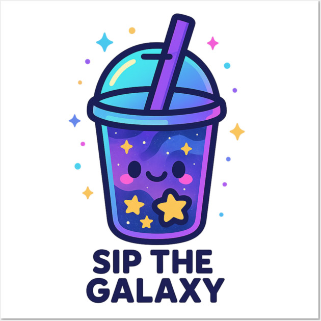 Sip the Galaxy – Cosmo Bites Kawaii Cosmic Drink Design Wall Art by Anne Lee