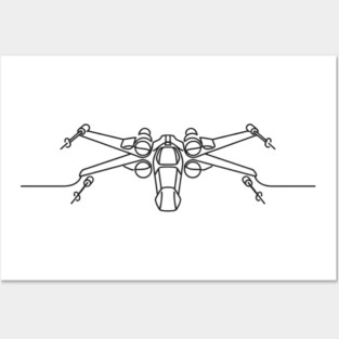 Retro X-Wing Spaceship – Minimalist Line Art Design Posters and Art