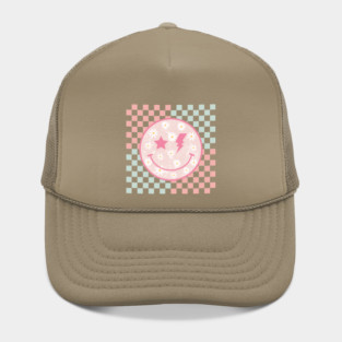 Smiley Face Flower Star Lightning Bolt Checkered Preppy Hat