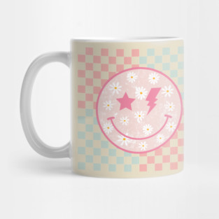 Smiley Face Flower Star Lightning Bolt Checkered Preppy Mug