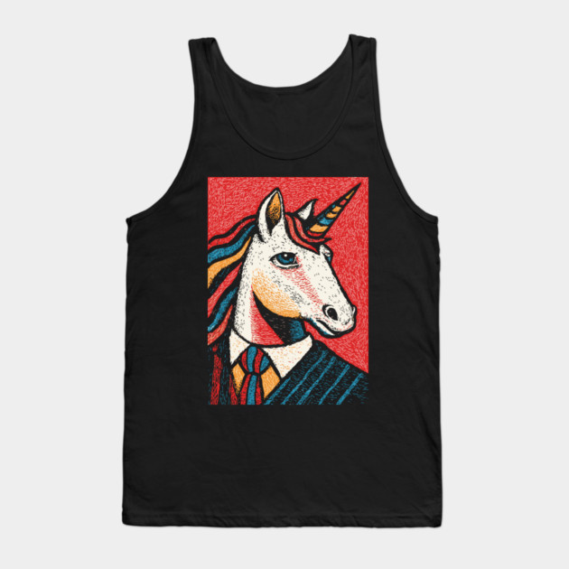 Majestic Unicorn in Business Attire Surreal Art Tank Top by TuncGK
