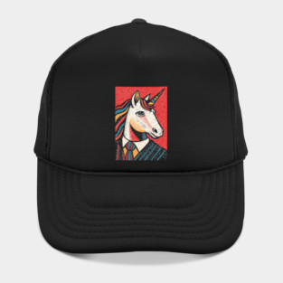 Majestic Unicorn in Business Attire Surreal Art Hat