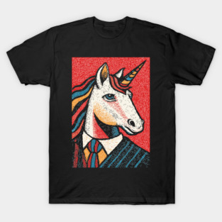 Majestic Unicorn in Business Attire Surreal Art T-Shirt