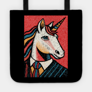 Majestic Unicorn in Business Attire Surreal Art Tote