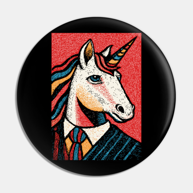 Majestic Unicorn in Business Attire Surreal Art Pin by TuncGK