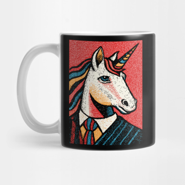 Majestic Unicorn in Business Attire Surreal Art by TuncGK