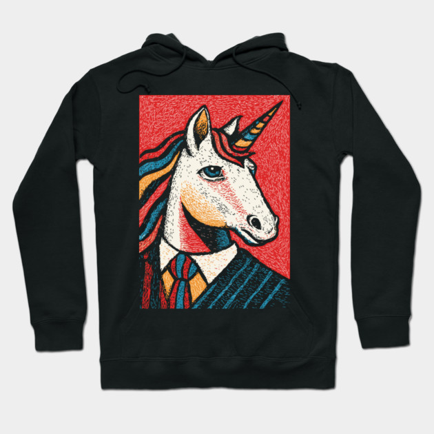 Majestic Unicorn in Business Attire Surreal Art Hoodie by TuncGK
