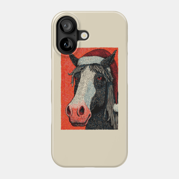 Festive Horse Wearing Santa Hat Christmas Art Phone Case by TuncGK