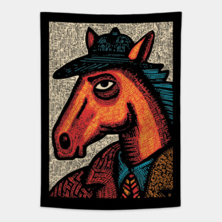 Surreal Horse Racing Gambler Pony Tapestry