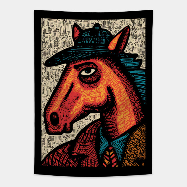 Surreal Horse Racing Gambler Pony Tapestry by TuncGK