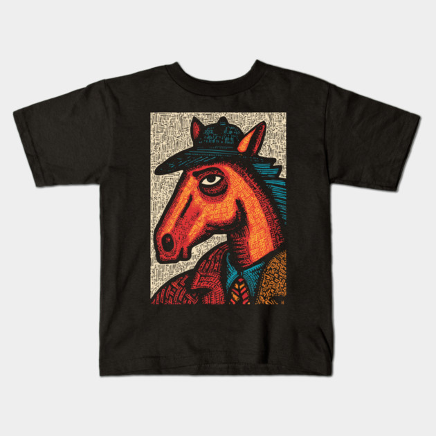 Surreal Horse Racing Gambler Pony Kids T-Shirt by TuncGK