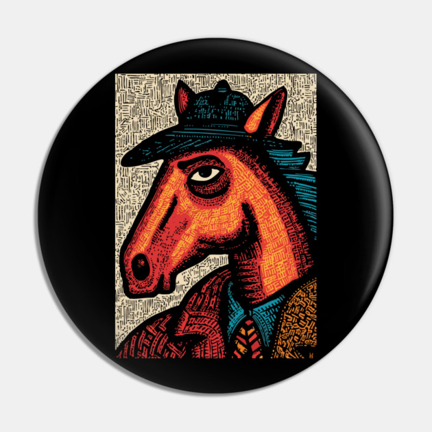 Surreal Horse Racing Gambler Pony Pin by TuncGK