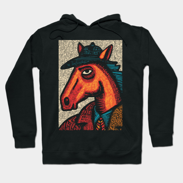 Surreal Horse Racing Gambler Pony Hoodie by TuncGK