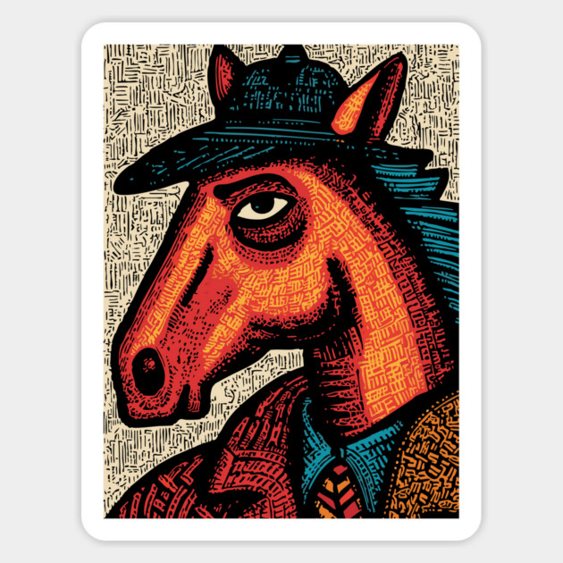 Surreal Horse Racing Gambler Pony Magnet by TuncGK